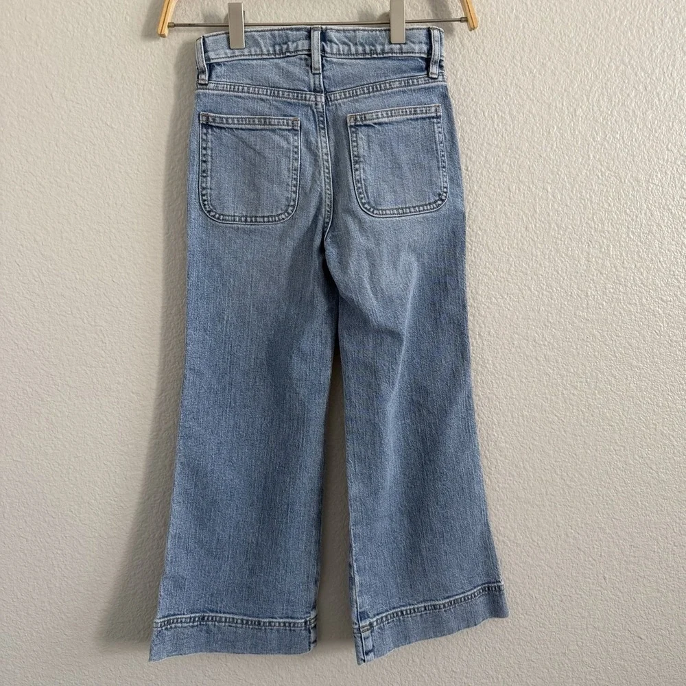 Crewcuts Girls Size 8 Denim Wide-leg Jeans Top Lot Bundle Striped Ruffle Top